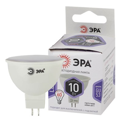 LED MR16-10W-860-GU5.3 ЭРА (диод, софит, 10Вт, холод, GU5.3) Б0049073 1112 - фото 71325